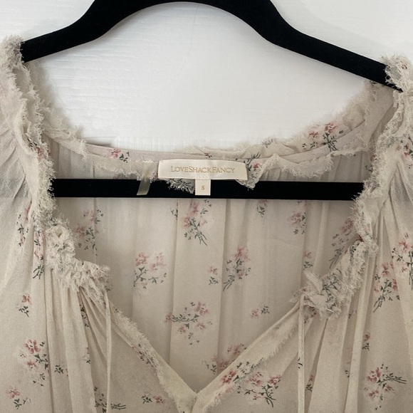 LoveShackFancy Popover Long Sleeve Mini Dress 100% Silk Size Small - Picture 2 of 7